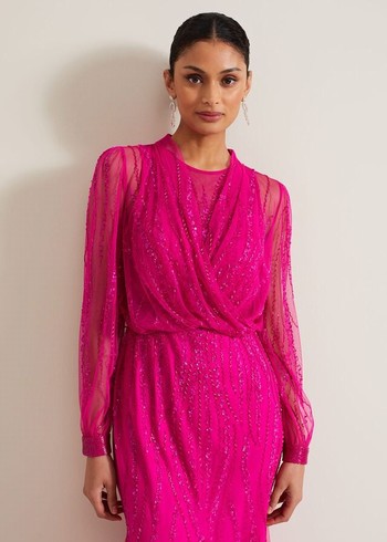 Phase Eight Lila Beaded Cover Up Jackets Fuchsia Canada | SBWCEN-932